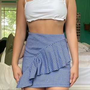 Topshop Blue Plaid Mini Skirt